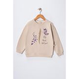 Dekim Moda Kız Çocuk " Elif Nesli Geliyor" Baskılı Pamuklu Sweat - 002-Bej - 9 - 10 Yaş