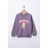 Dekim Moda Sweatshirt Kız Çocuk "kuran Okuyorum" Kalpli Baskılı Pamuklu - Mor - 5 - 6 Yaş