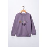 Dekim Moda Sweatshirt Kız Çocuk "oruç" Baskılı Pamuklu - Mor - 7 - 8 Yaş