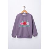Dekim Moda Sweatshirt Kız Çocuk "oruçluyum" Baskılı Pamuklu - Mor - 9 - 10 Yaş