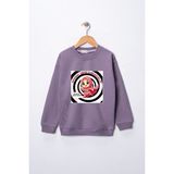 Dekim Moda Sweatshirt Kız Çocuk "ramazan Süper Kahramanları Yardımsever" Baskılı Pamuklu - Mor - 7 - 8 Yaş