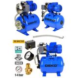 Deko 1.5 Hp Paslanmaz Jet Pompalı Su Pompası 24Lt Yatay Küre Tank Seti Otomatik Hidrofor Su Pompası