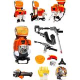 Deko Çelik Mil 3.4 Hp 63CC Sırt Tipi Benzinli Motorlu Tırpan Çayır Ot Biçme Makinesi + Zeytin Silkeleme