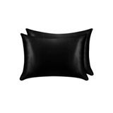 Deko Dekor %100 Saten 50x70 Cm 2 Adet Siyah Renk Saten Yastık Kılıfı