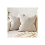 Deko Dekor 2 Adet 50x50 %100 Doğal Ham Yıkanmış Keten Buldan Kırlent Yastık Kılıfı