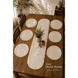 Deko Dekor 35x90 Fırfırlı Keten Runner & 6'lı Fıfırlı Supla Seti Toplam 7 Parça Çeyiz Seti ÜÇ FARKLI EBAT RENK KISMINDAN SEÇİNİZ