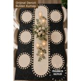 Deko Dekor 40x140 Püsküllü Keten Runner & 6'lı Püsküllü Supla Seti Toplam 7 Parça Çeyiz Seti ÜÇ FARKLI EBAT RENK KISMINDAN SEÇİNİZ