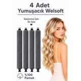 Deko Dekor 4'lü Yumuşacık Welsoft Saç Şekillendirici Bigudi Saç Sosisi Isısız Saç Şekillendirme Seti Füme Renk