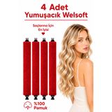 Deko Dekor 4'lü Yumuşacık Welsoft Saç Şekillendirici Bigudi Saç Sosisi Isısız Saç Şekillendirme Seti Kırmızı Renk