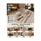 Deko Dekor Çok Amaçlı Keten Buldan Bezi 60x80 Kurulama, Mayalama, Ekmek Saklama, Tepsi Örtüsü, Çeyizlik Tezgah Silme