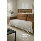 Deko Dekor Fırfırlı Koltuk Örtüsü (100x200) Buldan Ham Keten En Kaliteli Gerçek Keten Malzeme ÜÇ FARKLI EBAT RENK KISMINDAN SEÇİNİZ
