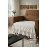 Deko Dekor Fırfırlı Tekli Koltuk Örtüsü (75x90) Buldan Ham Keten En Kaliteli Gerçek Keten Buldan Malzeme ÜÇ FARKLI EBAT RENK KISMINDAN SEÇİNİZ