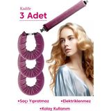 Deko Dekor Gül Kurusu Kadife Saç Şekillendirici Kadife Saç Sosisi ve Kadife Saç Bigudi Isısız Saç Şekillendirme - Mürdüm Moru