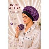 Deko Dekor Lila Saten Kıvırcık Saç Bonesi Ve Toka Seti