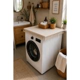 Deko Dekor Vintage Fırfırlı 60x60 Beyaz Eşya Örtüsü Çeyizlik Buldan Bezi Çamaşır Bulaşık Fırın Buzdolabı Dekoratif Banyo Makine Kılıfı