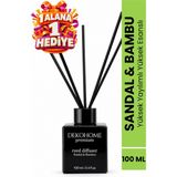 Deko Home Sandal Ağacı Bambu Çubuklu Oda Kokusu 100 ml %40 Esans Kalıcı Ortam Parfümü Reed Diffuser Ev Ofis Kokusu - 1 ADET
