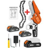 Deko Kömürsüz Easy Hybrid Motor 88V 10AH Akülü Dal Kesme Budama Bıçkı Makinesi Çift Akü + Zincir Hediyeli - Gri - Turuncu