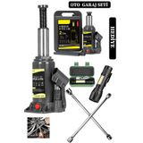 Deko Turkey 2 Ton Kapasiteli Şişe Tip Araç Krikosu + 4'lü Bijon Set Full Oto Garaj Seti + El Feneri Hediyeli