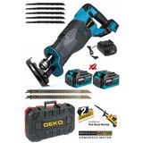 Deko Turkey Bl Motor Çift Akülü 388VF 10AH Akülü Tilki Kuyruğu Testere Tuğla Beton Tahta Kesme Mak + 7 Ad Bıçak