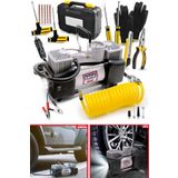Deko Turkey Profesyonel Çift Pistonlu Metal Hava Kompresörü 12 V 150 Psi Araba Lastik Bot Şişirme Full Çanta Set