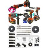 DEKO TURKEY RedPro 4IN1 Akülü 4'lü Set – Taşlama + Hilti + Matkap + Somun Sıkma (3.0Ah x3 Akülü 10 Pilli)