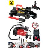Deko Turkey Ultra Kalınlaştırılmış Şaseli 2 Ton Timsah Arabalı Kriko + 12V Çakmaklı Lastik Şişirme Pompası