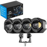 Dekohop Motosiklet 4 LED Lazer Sis Farı 2 Adet Delici Beyaz Sarı Çift Renk Metal Baykuş LED Işık