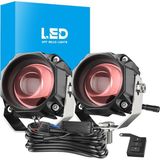 Dekohop Motosiklet Çakarlı Bluetooth Kumandalı LED Lazer Sis Farı Kiti 5 Modlu Beyaz Sarı Sis Farı
