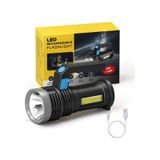 Dekohop Ultra Parlak Usb Şarjlı Cob Led Saplı El Feneri Çok Fonksiyonlu Siyah