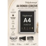 Dekokonsept A4 Rondo Çerçeve - Afiş Çerçevesi - Belge Çerçevesi - Açılır Kapanır Plastik Çerçeve