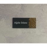 Dekokonsept Dekoratif Aynalı (Ağda Odası )Ofis Oda Kapı İsimliği Yönlendirme Tabelası Kapı Tabelası Pleksi Gold