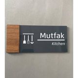 Dekokonsept Smartad Mutfak Kapı Isimliği Ahşap Görünümlü Parlak Pleksi 20 x 9 cm