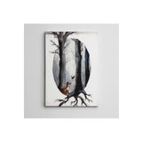 Dekolata Ağaçlar Tilki ve Kuş Mini 60x85 cm Kanvas Tablo