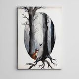 Dekolata Ağaçlar Tilki ve Kuş Mini 70x100 cm Kanvas Tablo