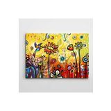 Dekolata Arı Kuşu ve Çiçekler Modern Sanat 30x40 cm Kanvas Tablo