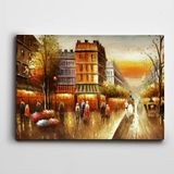 Dekolata At Arabası Sokak ve İnsanlar 20x30 cm Kanvas Tablo