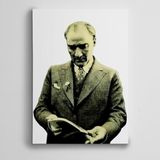 Dekolata Atatürk Kitap Okurken 100x140 cm Kanvas Tablo
