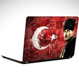 Dekolata Atatürk Madalya ve Bayrak Laptop Sticker 15.6 inch (38X27CM)
