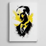 Dekolata Atatürk Portre Sarı Siyah 25x35 cm Kanvas Tablo