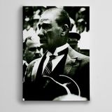 Dekolata Atatürk Şapka Siyah Beyaz Kanvas Tablo 60 x 85 CM