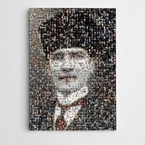 Dekolata Atatürk Tablosu Şayap Kalpak Mozaik 20x30 cm Kanvas Tablo