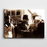 Dekolata Atatürk Vatandaşla Sohbet Ederken 70x100 cm Kanvas Tablo