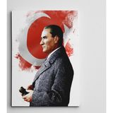 Dekolata Atatürk Ve Bayrak 40x60 cm Kanvas Tablo