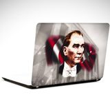 Dekolata Atatürk ve Bayrak Laptop Sticker 12 İnch (29X24CM)