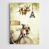 Dekolata Bisiklet ve Paris Vintage 20x30 cm Kanvas Tablo