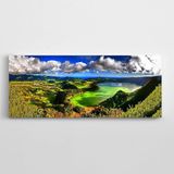 Dekolata Bulutlar ve Yeşillik Manzara Panoramik Kanvas Tablo 30 x 75 CM