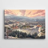 Dekolata Çam Ağaçları Evler Karlı Yollar Kanvas Tablo 60 x 85 CM