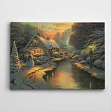 Dekolata Çam Ağaçları Işıklar Ev Kanvas Tablo 100 x 140 CM