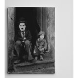 Dekolata Charlıe Chaplın Sıyah Beyaz 50x70 cm Kanvas Tablo