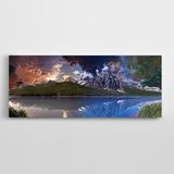 Dekolata Deniz Dağ Gökyüzü Yeşillik Manzara Panoramik Kanvas Tablo 80 x 200 CM